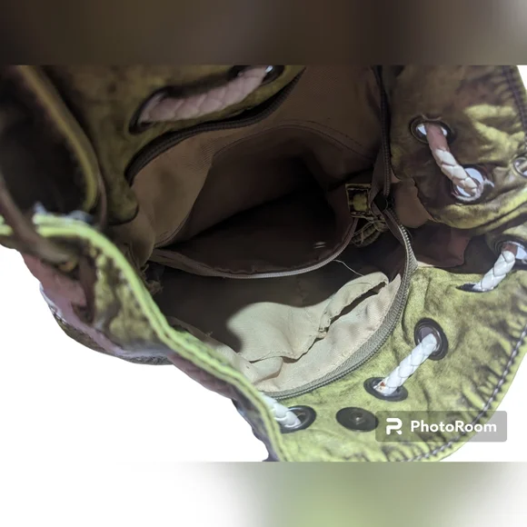 J & E New York Small Purse Green And White Stripes - Picture 5 of 11